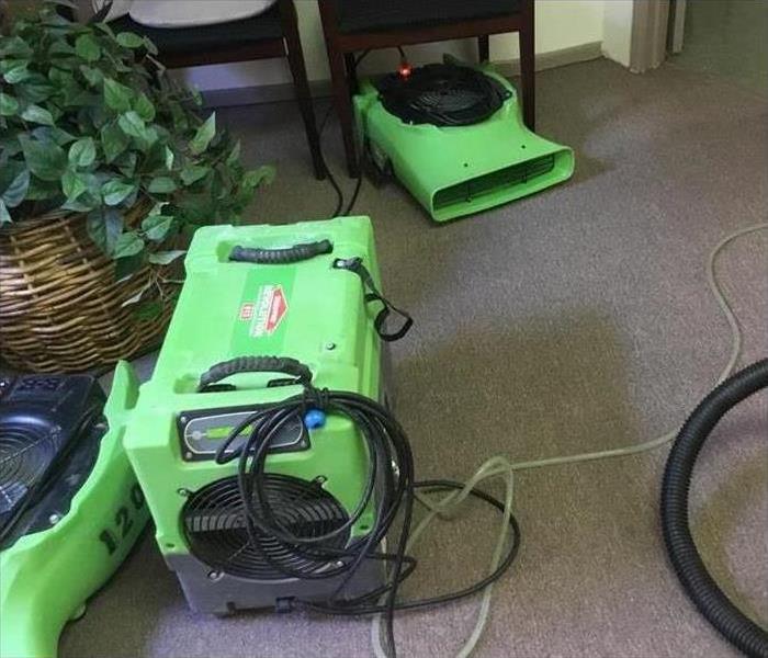 SERVPRO of Santee Lakeside technicians set out dehydration fans to draw out water damage in dentist office
